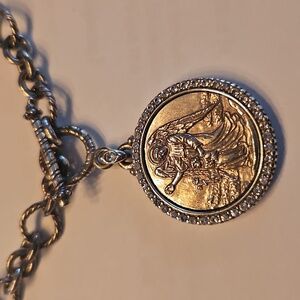 Silver Serenty Prayer Medallion Toggle Necklace